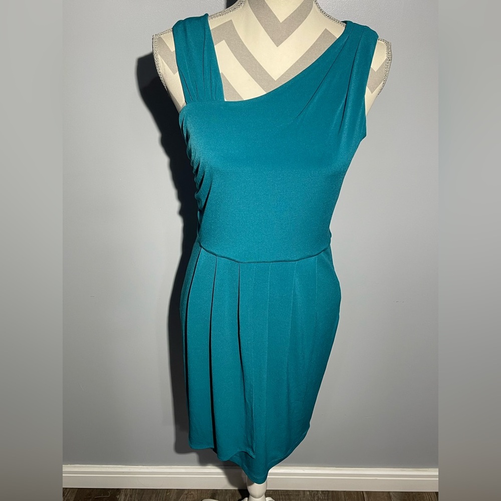 Calvin Klein One Shoulder Teal Dress